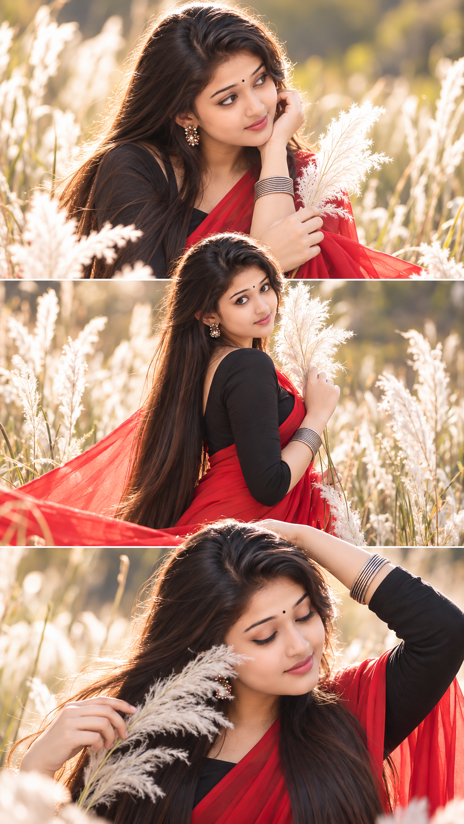❤️🌾 Three Frames, One Timeless Beauty ✨