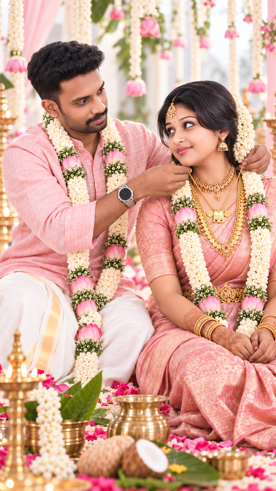 🌸 South Indian Wedding – Romantic Muhurtham Portrait