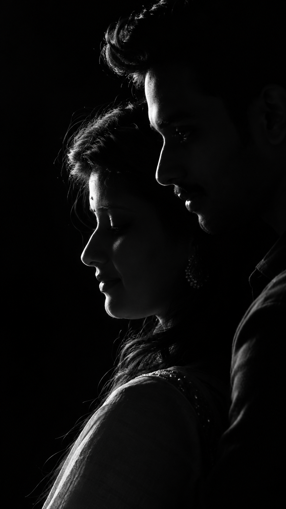🖤 LOVE, WRITTEN IN SHADOWS | Cinematic Black & White Couple Portrait 🌑📸