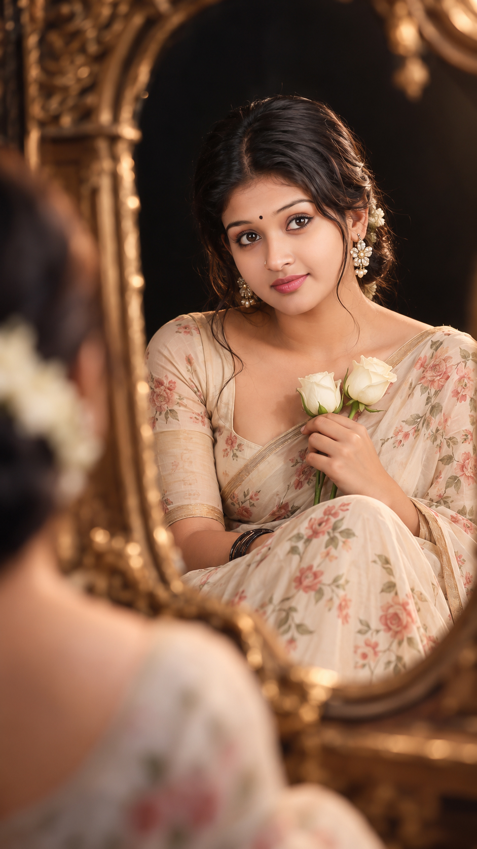 Dreamy Floral Saree Portrait 🌹✨