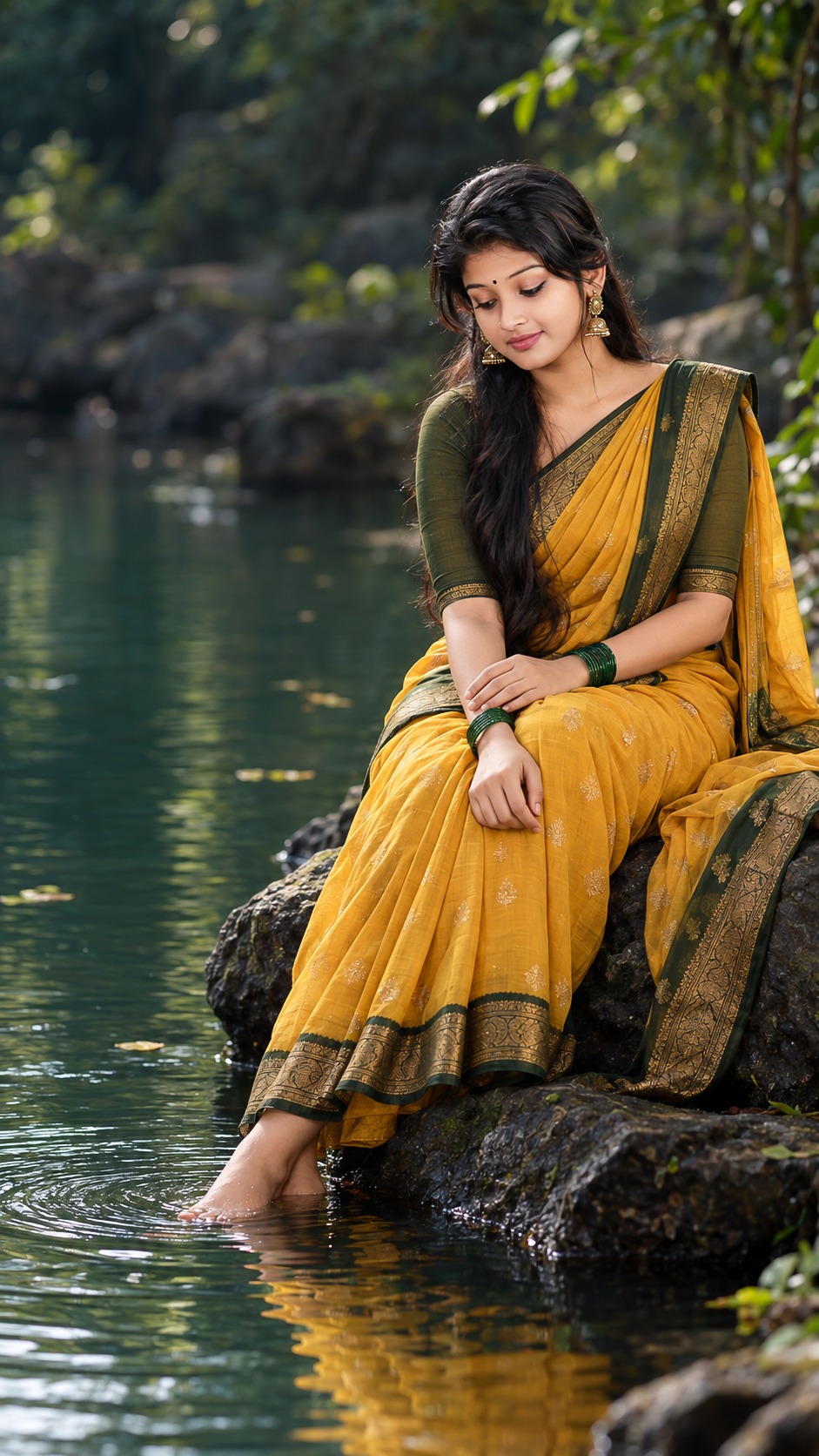 Mustard Yellow Saree by Forest Pond 🌿